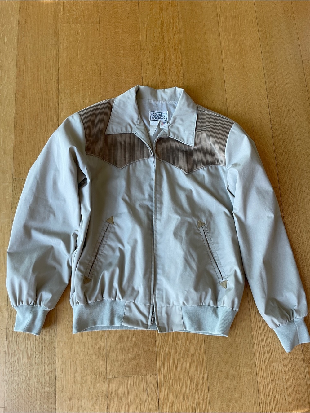 Vintage H Bar C California Ranchwear Men's Beige Western Style Bomber Jacket